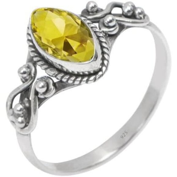 Citrine Handmade Ring Gemstone Promise Silver Ring